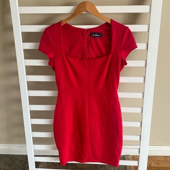 LULUS Frederica Red Square Neck Bodycon Dress Size Small - Picture 4 of 15